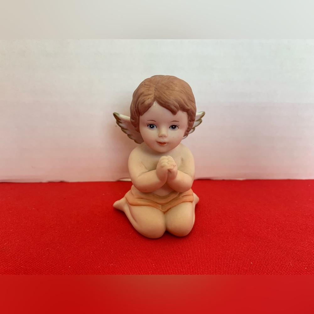 HOME INTERIORS Heavenly Cherubs Figurine #1430 Orange Angel Glued Wing